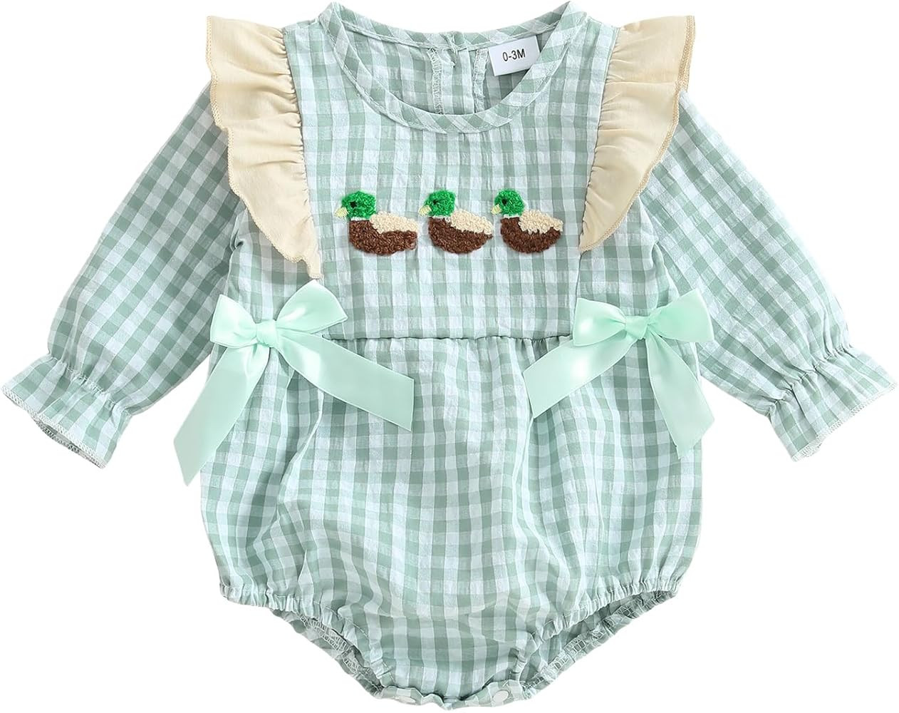Sasaerucure Infant Baby Girl Mallard Duck Clothes Winter Long Sleeve Smocked Bubble Romper Newbor... | Amazon (US)
