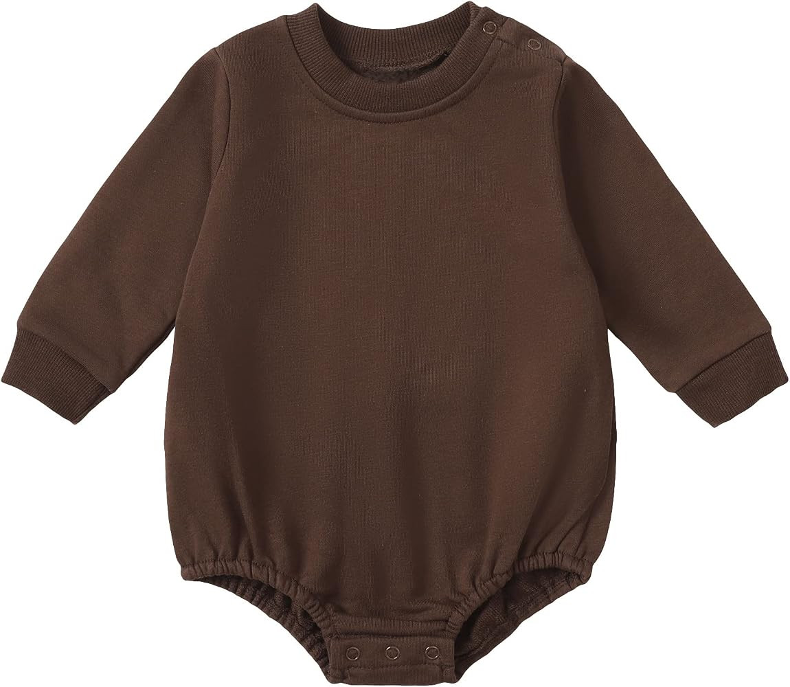 OPAWO Baby Sweatshirt Romper Onesie Newborn Girl Boy Bubble Romper Infant Crewneck Oversized Swea... | Amazon (US)