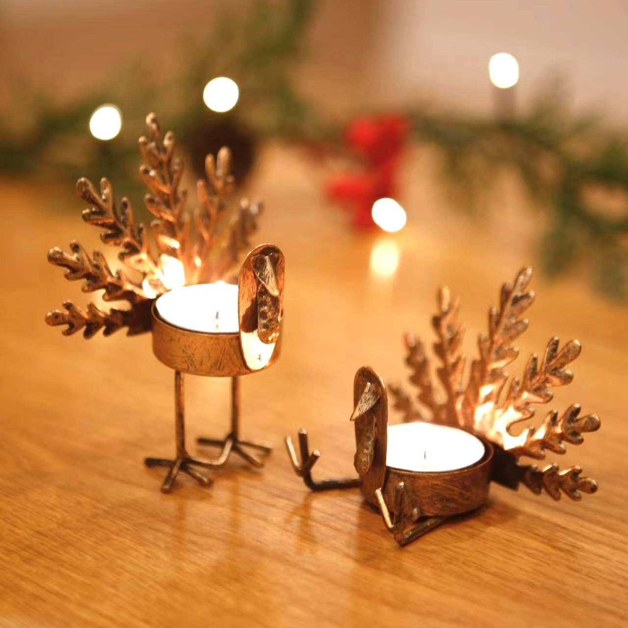 6 Pack Metal Turkey Tea Light Candle Holders, Thanksgiving Decoration | Amazon (US)