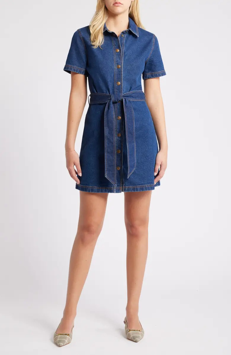 Steve Madden Jolene Denim Mini Shirtdress | Nordstrom | Nordstrom