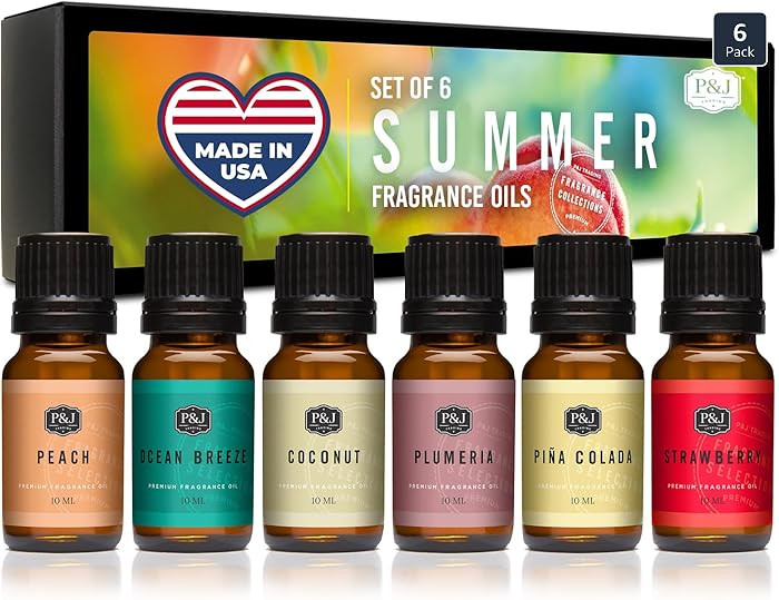 P&J Trading Summer Set of 6 Fragrance Oils - Peach, Strawberry, Plumeria, Coconut, Ocean Breeze, ... | Amazon (US)