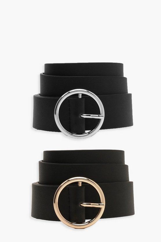 2 Pck Circle Buckle Belt | Boohoo.com (US & CA)