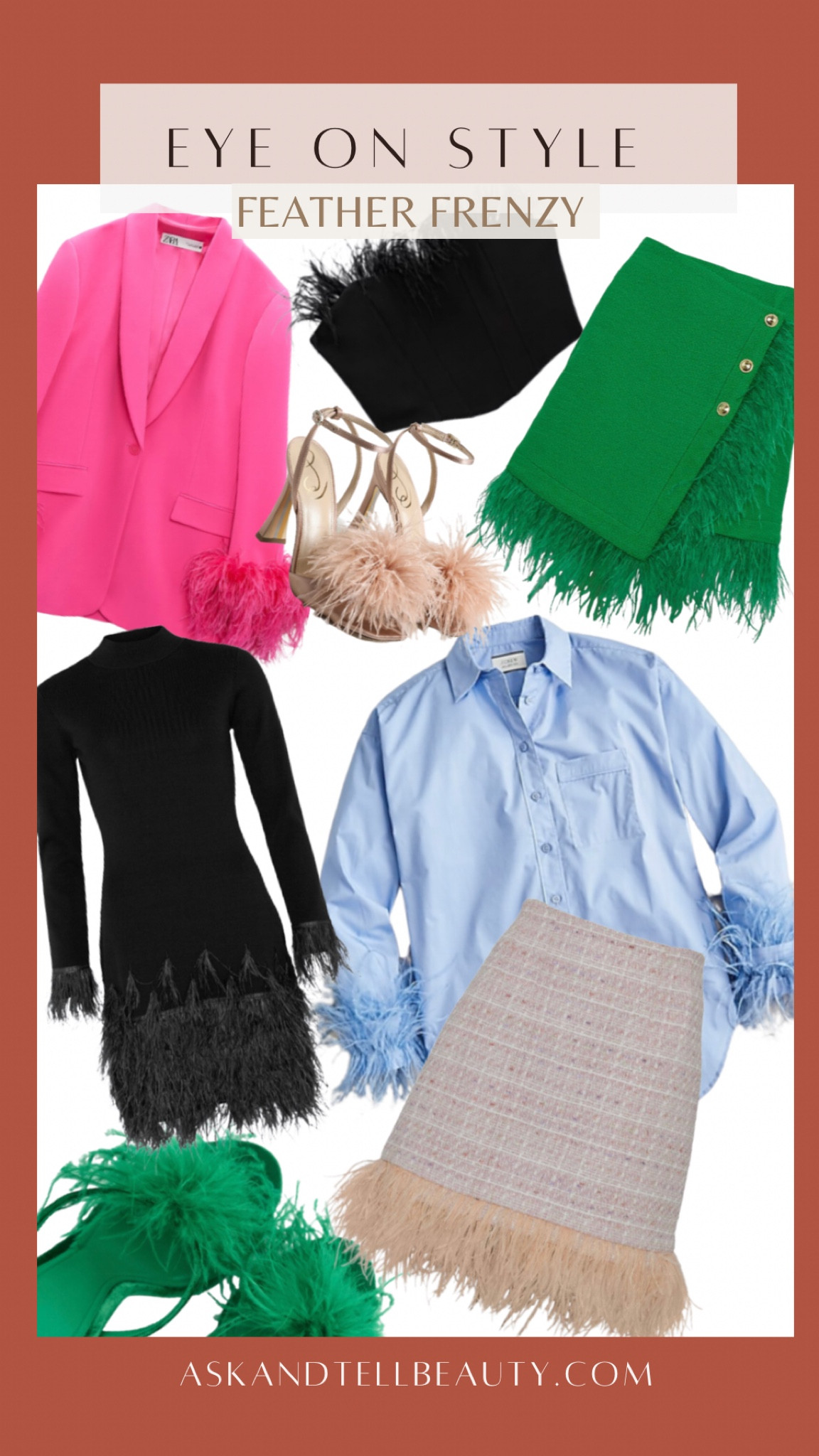 FEATHER FRENZY // Striking pieces featuring this fun trend that’ll offer a playful touch to your AW wardrobe 

•••
Black Corset | Zara 3067/126
Pink Blazer | Zara 8216/707
Green Sandals | Zara 1346/010

#LTKSeasonal #LTKstyletip