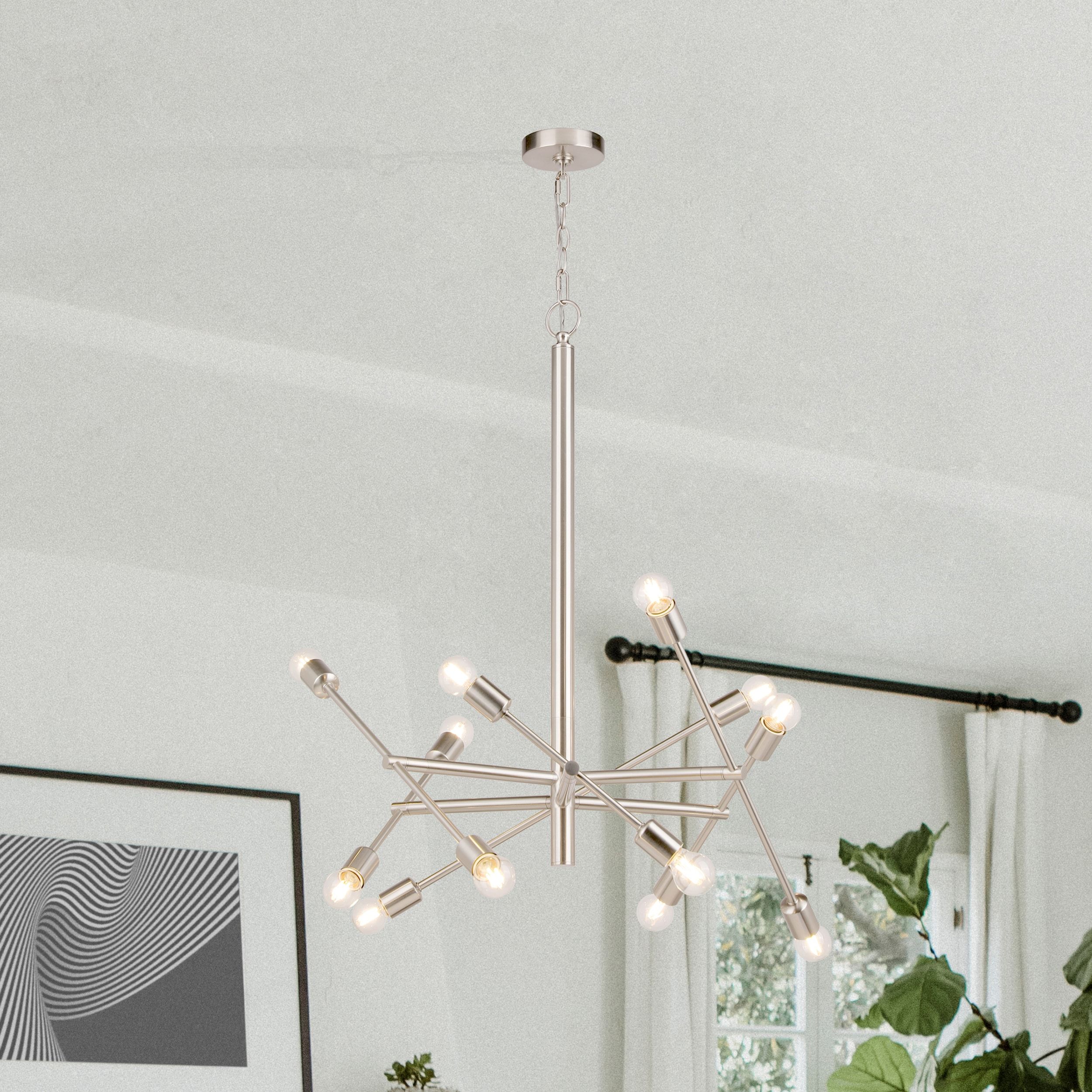 Origin 21 SHAYE 12-Light Brushed Nickel Modern/Contemporary Led; Dry rated Chandelier | Lowe's