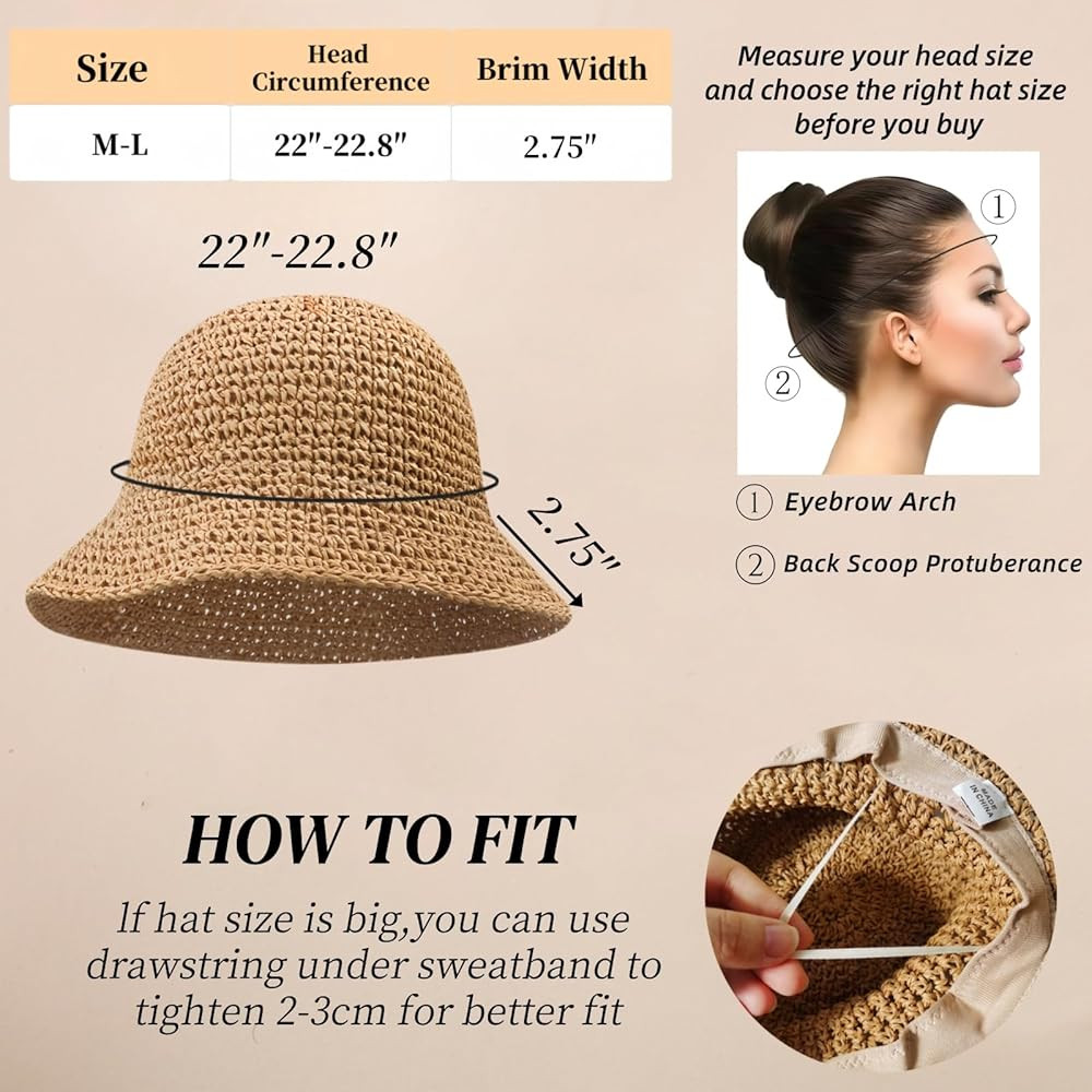 Floppy Big Beach Straw Hats for Women Foldable Summer Wide Brim Packable Sun Hat Womens Travel St... | Amazon (US)