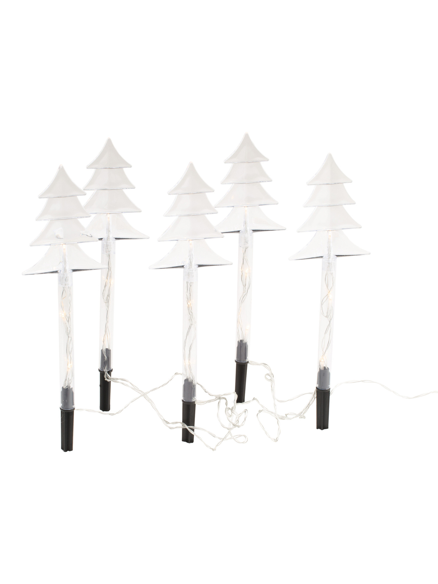Set Of 5 Led Outdoor Battery Powered Christmas Tree Stakes | Marshalls