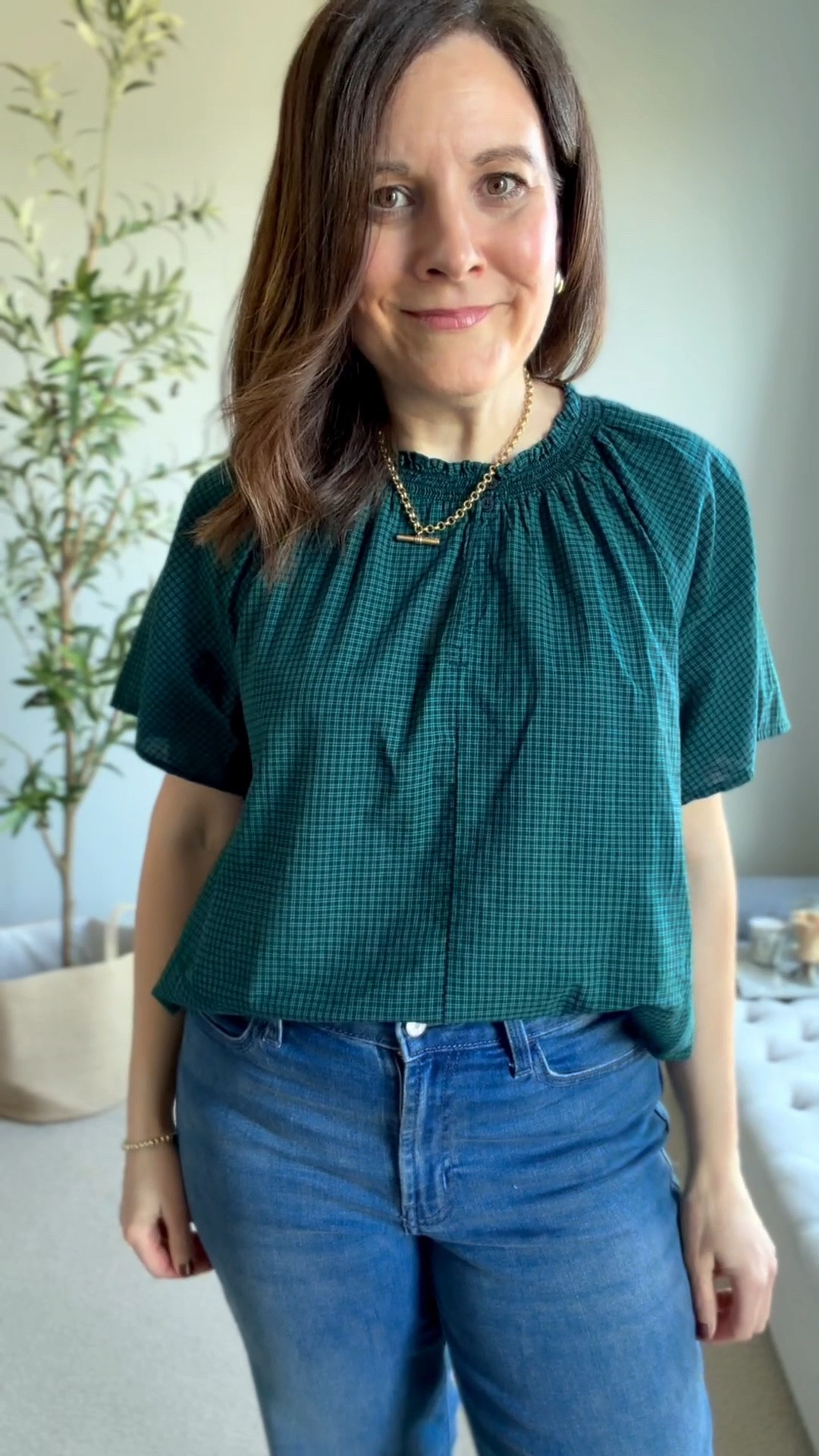 Recent errands outfit. I own this top in several colors now. I wear the small. These loose straight jeans fit true to size.

#LTKOver40 #LTKSaleAlert #LTKMidsize