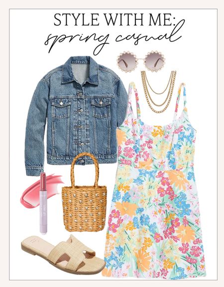 Casual spring outfit idea! 

#springstyle

Floral spring dress. Cute spring style. Elevated casual spring outfit. Distressed denim jacket  

#LTKSeasonal #LTKstyletip #LTKfindsunder100