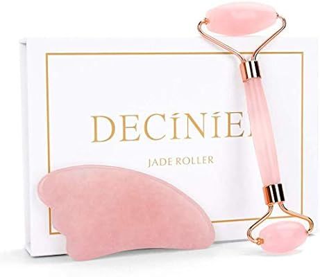 Deciniee Jade Roller and Gua Sha Tools Set - Anti Aging Rose Quartz Roller Massager - 100% Real N... | Amazon (US)
