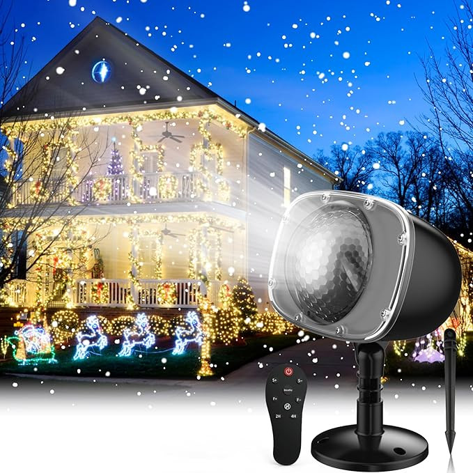 Christmas Snowfall Projector Lights,FLEVO Waterproof Snowfall LED Light Projector,Outdoor Indoor ... | Amazon (US)