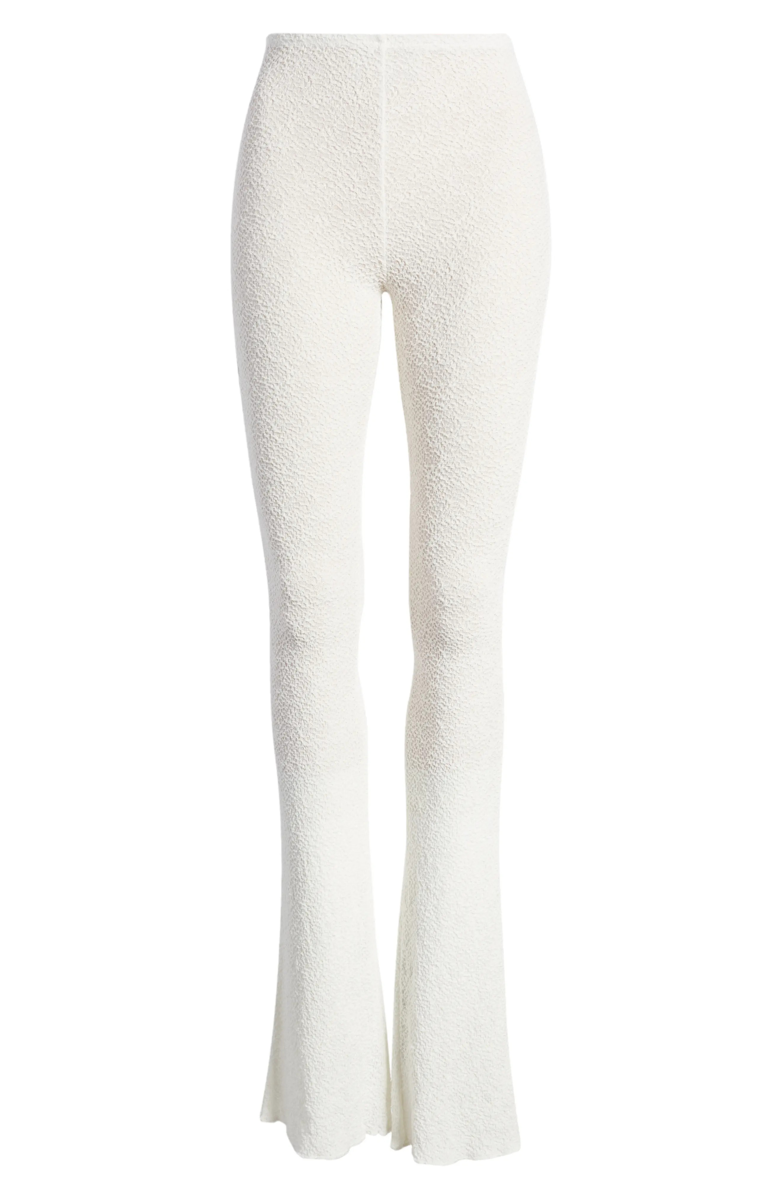 Naked Wardrobe Elastic Lace Bootcut Pants in White at Nordstrom, Size X-Large | Nordstrom