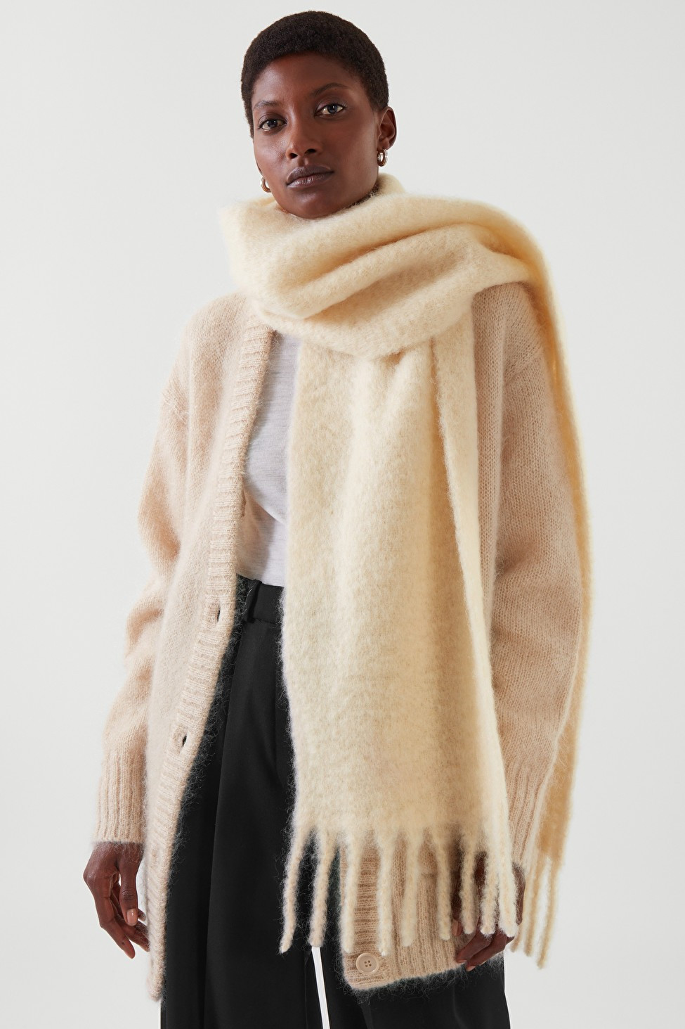 OVERSIZED MOHAIR SCARF - LIGHT BEIGE - Hats Scarves and Gloves - COS LV | COS (US)