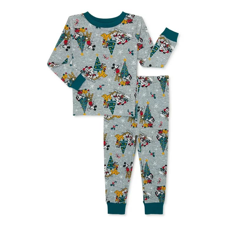 Mickey Mouse Christmas Holiday Toddler Boy and Girl Unisex Cotton Pajama Set, 2-Piece, Sizes 12M-... | Walmart (US)