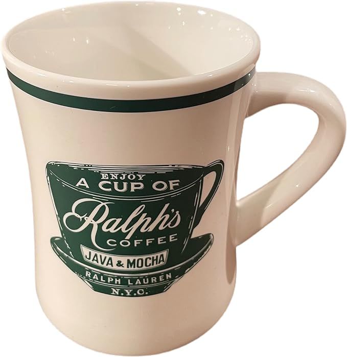 RALPH'S COFFEE FINE PORCELAIN COFFEE CUP MUG WHITE W/GREEN | Amazon (US)