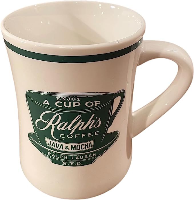 RALPH'S COFFEE FINE PORCELAIN COFFEE CUP MUG WHITE W/GREEN | Amazon (US)