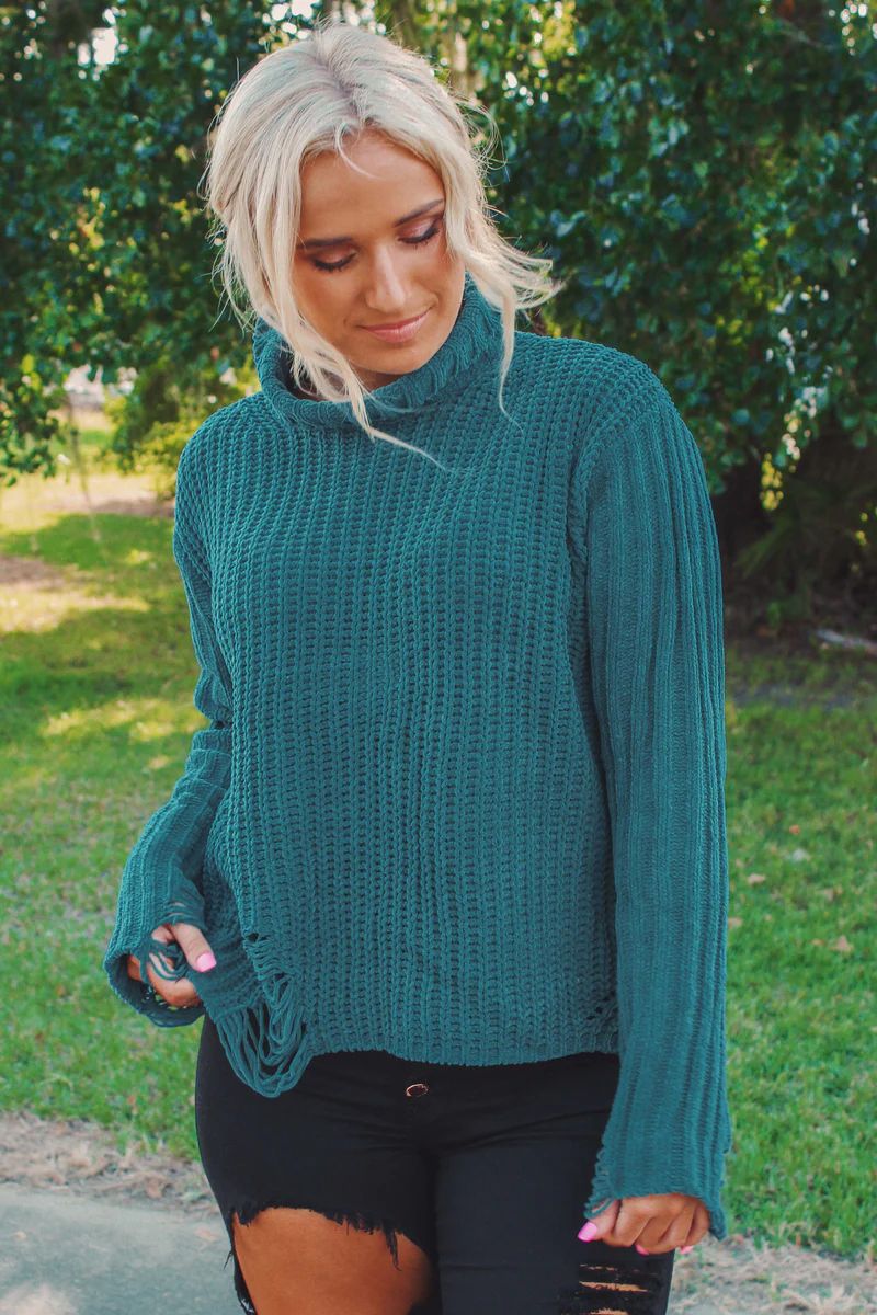 Roam Alone Sweater: Teal | Shophopes
