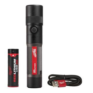 1100 Lumens LED USB Rechargeable Twist Focus Flashlight | The Home Depot