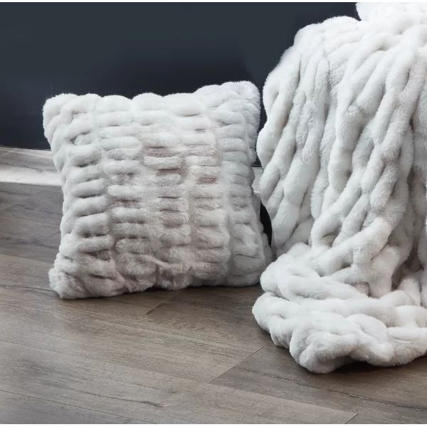 Landry Sculpted Square Faux Fur Throw Pillow | Wayfair North America