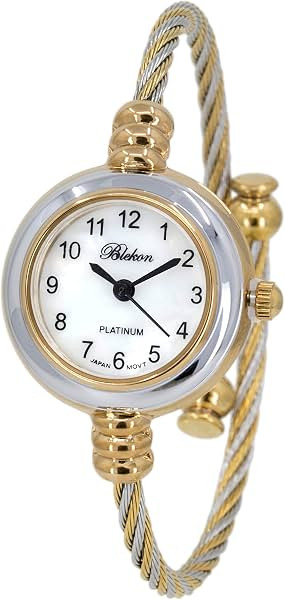 2Tone Gold Silver Cable Band Ladies Bangle Cuff Watch | Amazon (US)