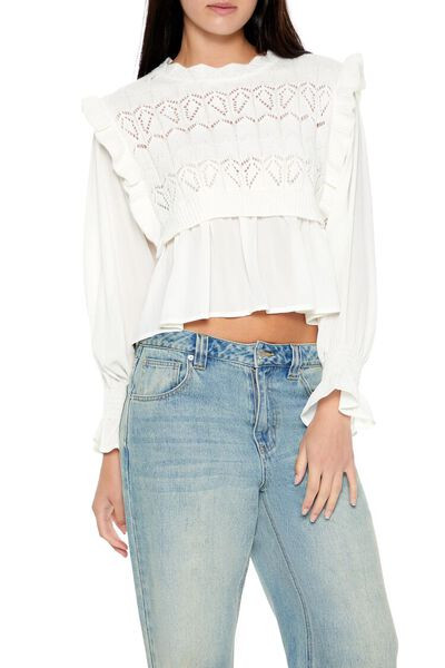 Scalloped Sweater-Knit Combo Top | Forever 21