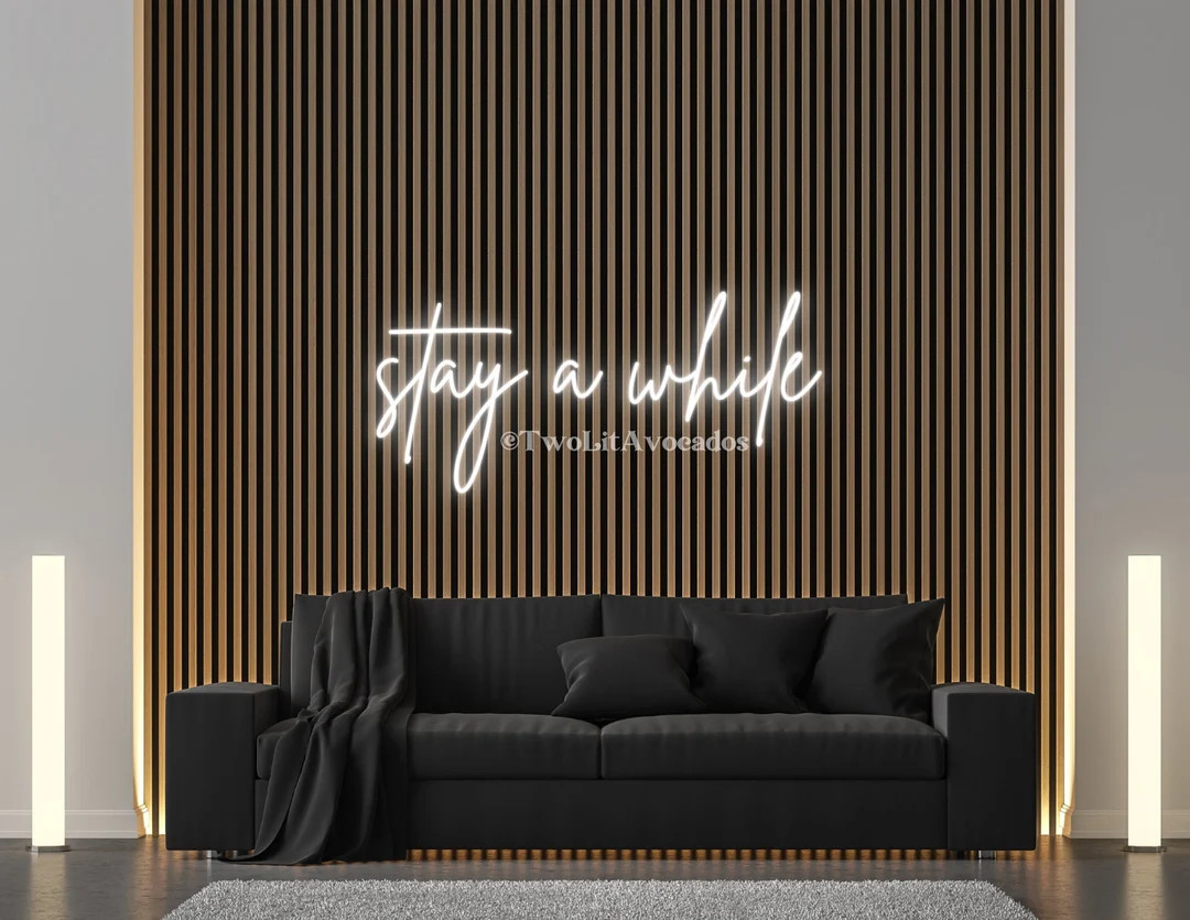 Stay a While Neon Sign, Custom Neon, Modern Wedding Sign, Wedding Backdrop, Personalized Wedding ... | Etsy (US)