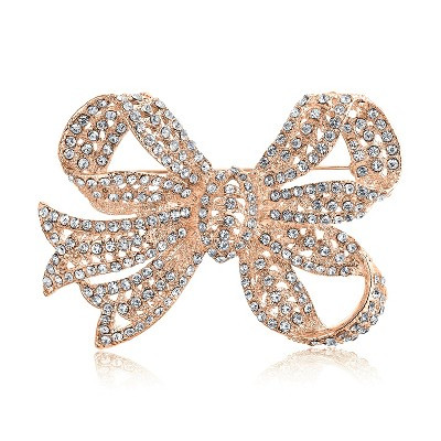 Bling Jewelry Victorian Style Large Statement Crystal Fashion Bow Brooch Pin Silver Plated Color - Rose | Target