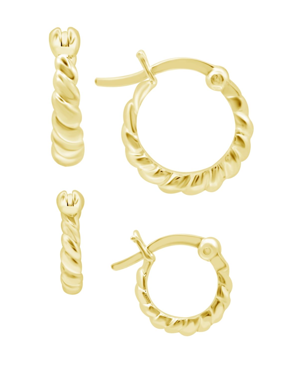 And Now This High Polished Twist Duo Click Top Hoop Earring Set in Silver Plate or Gold Plate | Macys (US)