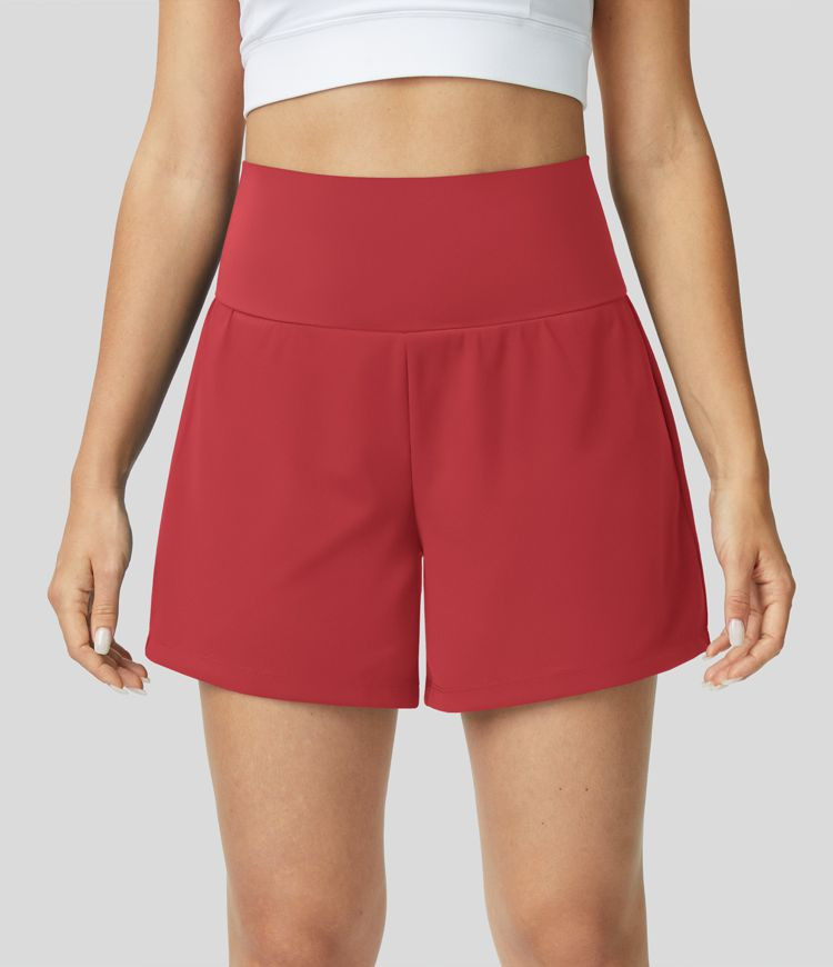 Super High Waisted Back Pocket & Side Hidden Pocket 2-in-1 Yoga Shorts 5''-Longer Length | HALARA