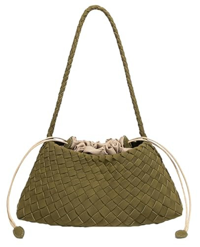 Woven Hobo Bags for Women Suede Woven Tote Bag Trendy Bucket Purse Underarm Shoulder Bag Vintage Handbag Retro Clutch Purses | Amazon (US)