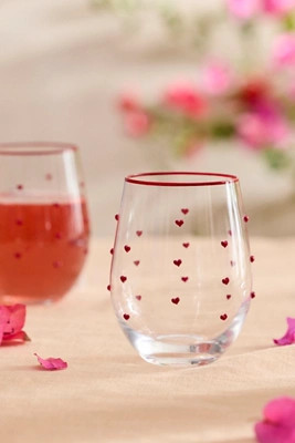 Heart Confetti Stemless Wine Glasses, Set of 2 | Anthropologie (US)
