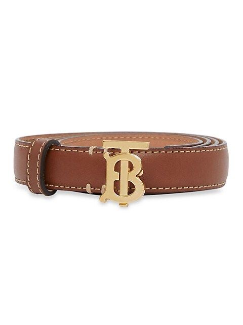 Monogram Buckle Topstitched Leather Belt | Saks Fifth Avenue