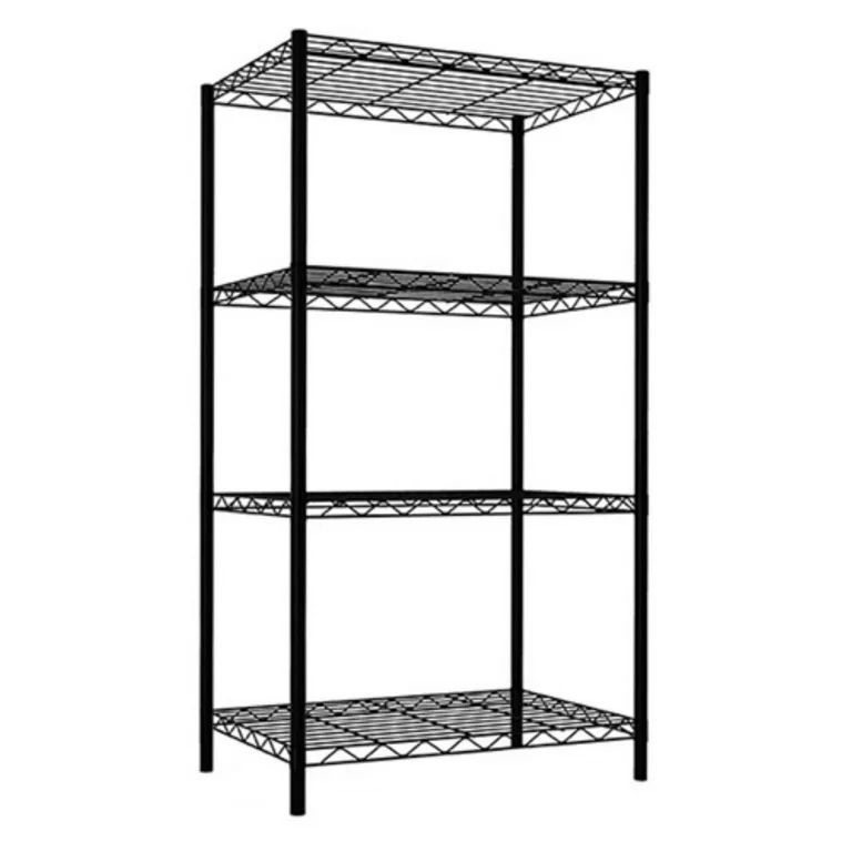 Home Basics 13.8"W X 21"D X 46.5"H 4-Shelf Wire Freestanding Shelves, Black | Walmart (US)