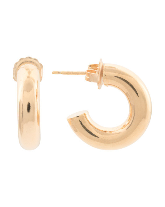 Made In Italy 18kt Gold Plated Sterling Silver Hoop Earrings | TJ Maxx