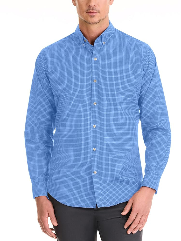 Van Heusen Men's Wrinkle Free Long Sleeve Button Down Shirt, Slim Fit, Comfortable Stretch Fabric | Amazon (US)