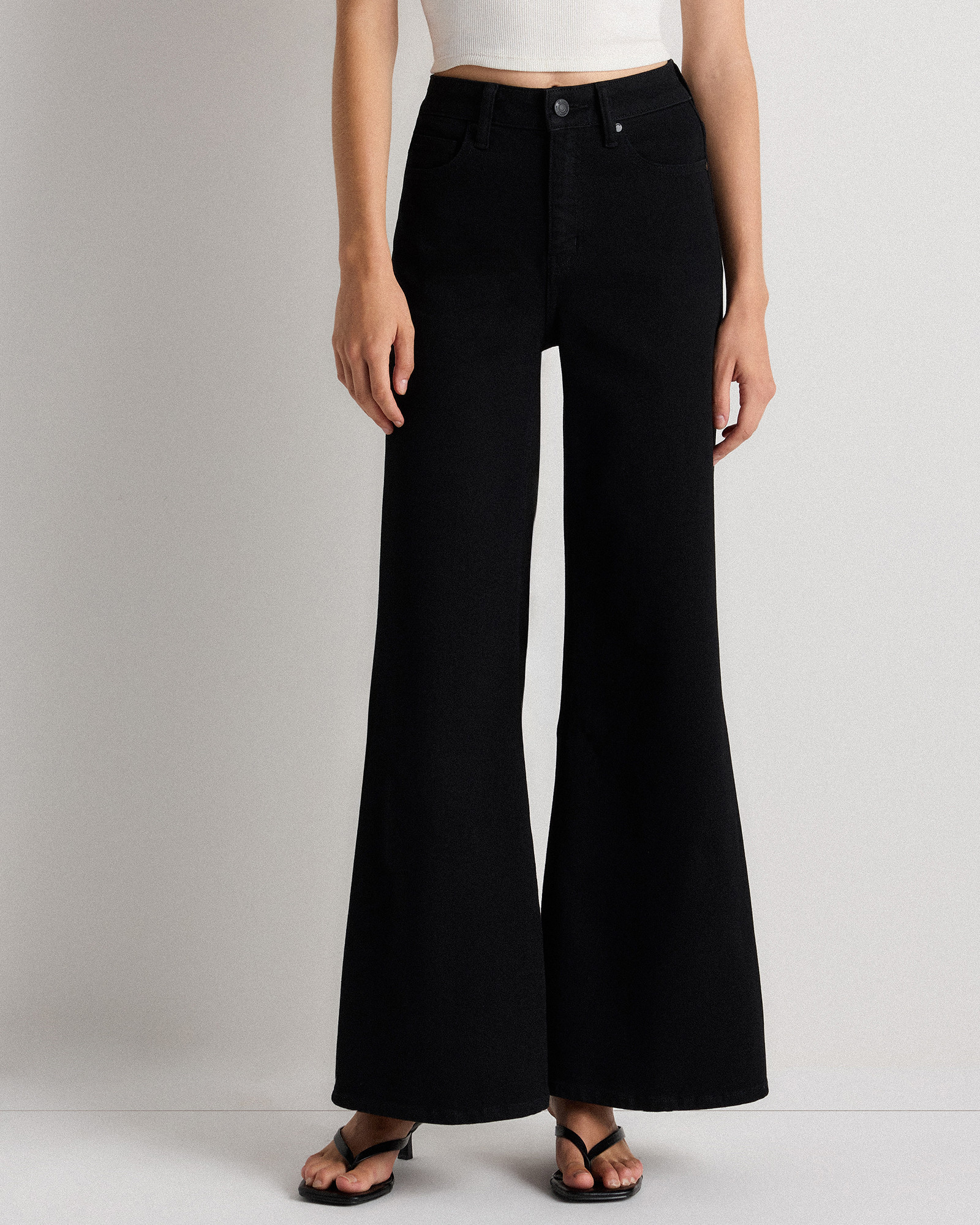 Quince | Women's Bella Stretch Palazzo Jeans in Black, Size 29, Organic Cotton | Quince