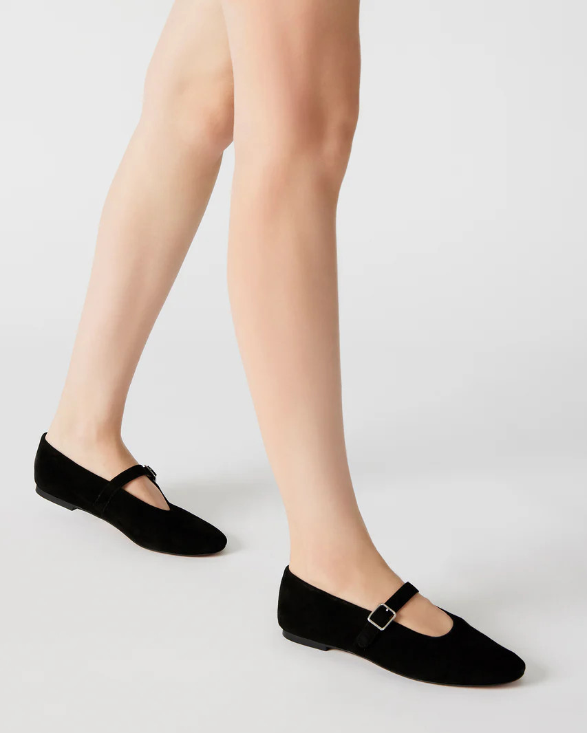 DREAMING Black Suede Mary Jane | Women's Flats | Steve Madden (US)