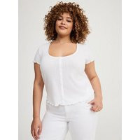 Button-Up Tee in White | Torrid (US & Canada)