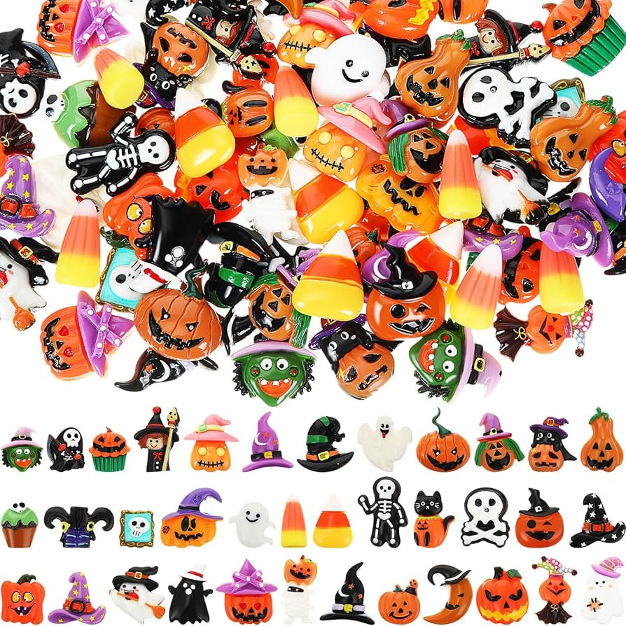 Giegxin 40 Pcs Halloween Resin Charms Halloween Decor Pumpkin Witch Hat | Amazon (US)
