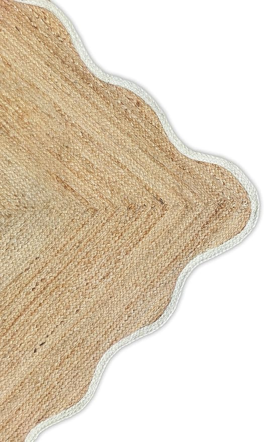 Weaving Village Wave Scalloped Natural Jute Rug Boho Area Rug Braided Rug, Coastal Farmhouse Scal... | Amazon (US)