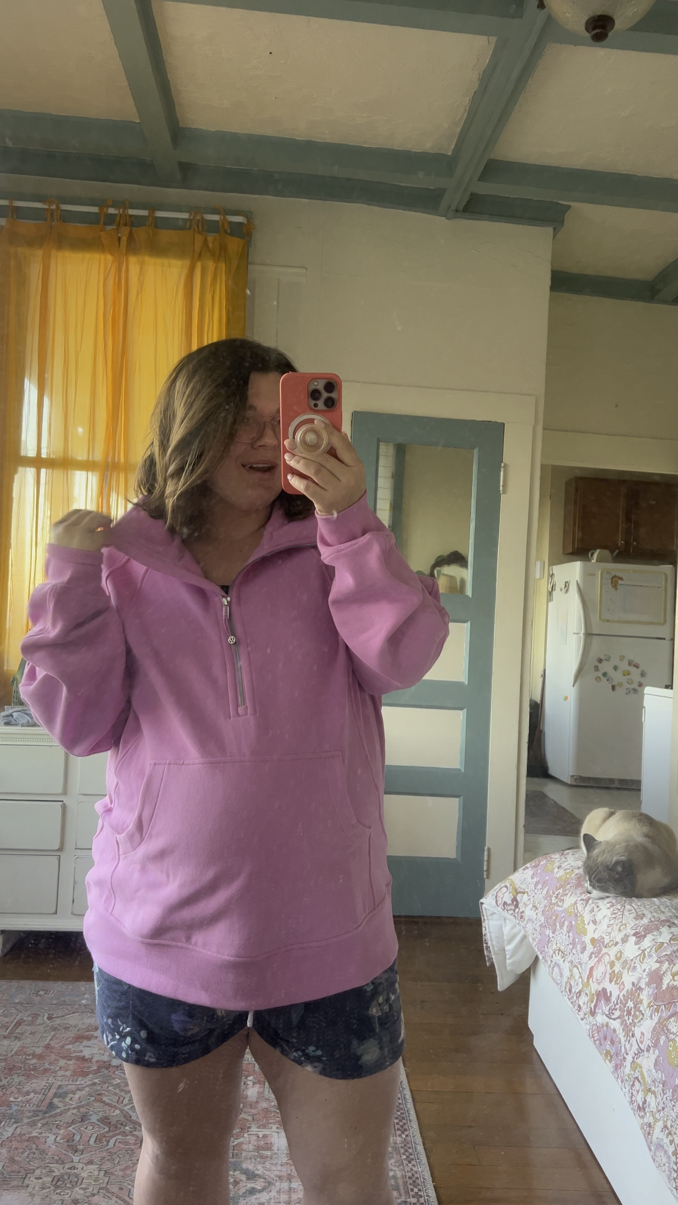 My newest favorite purchase is this lululemon scuba half zip LONG LENGTH!! Love how long it is, covers the booty and accommodates the bump. Assuming it will be nicely oversized postpartum. How good is this color too? Wearing size xl/xxl  

#LTKstyletip #LTKfitness #LTKmidsize