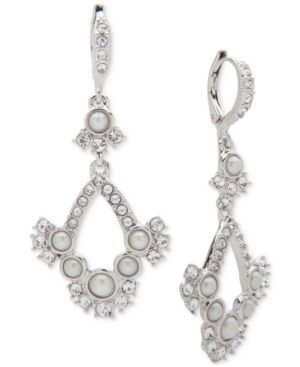 Givenchy Silver-Tone Crystal & Imitation Pearl Drop Earrings | Macys (US)