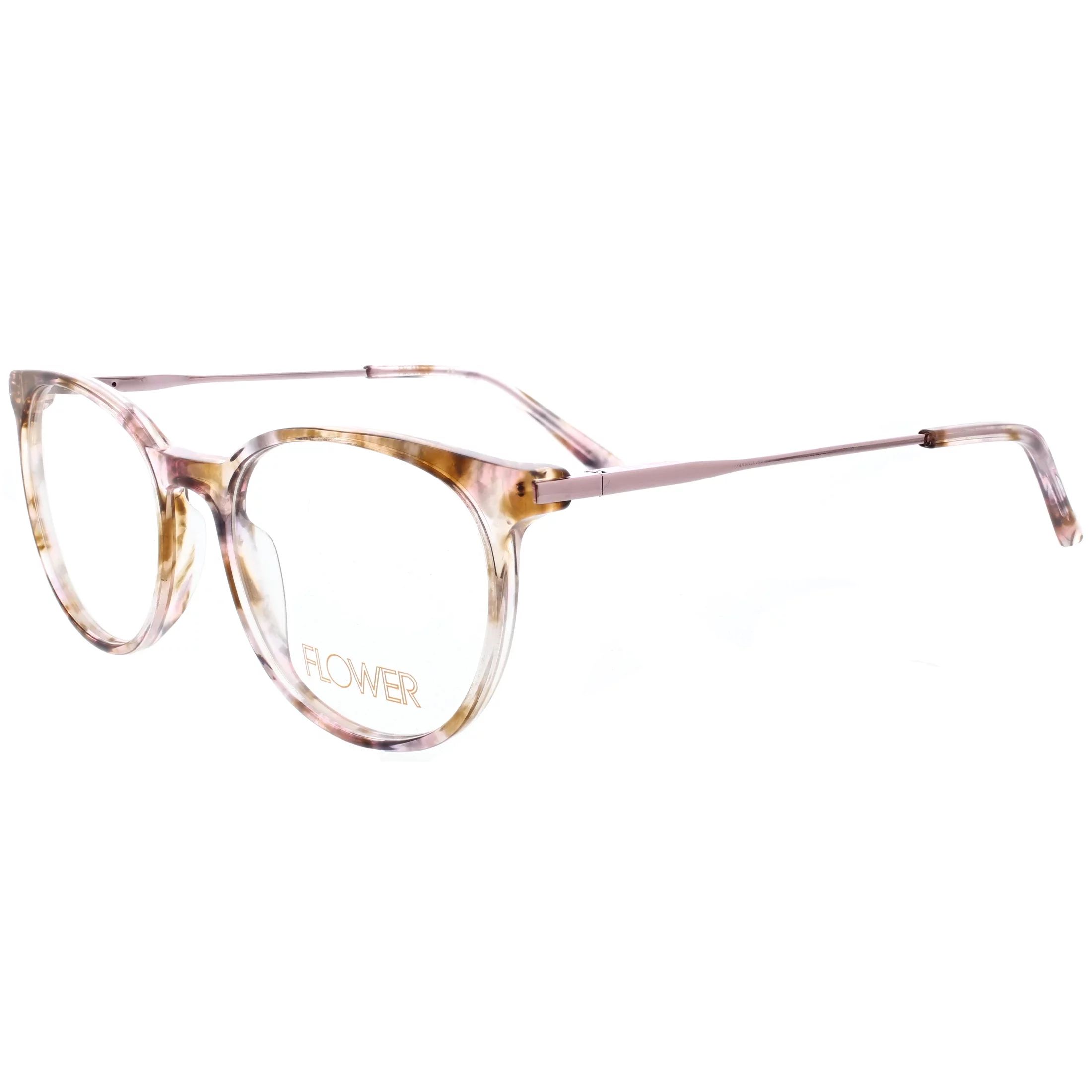 Flower Women's Round Eyeglasses, FLR6048, Azalea, Pink/Brown, 52-18-140, with Case | Walmart (US)
