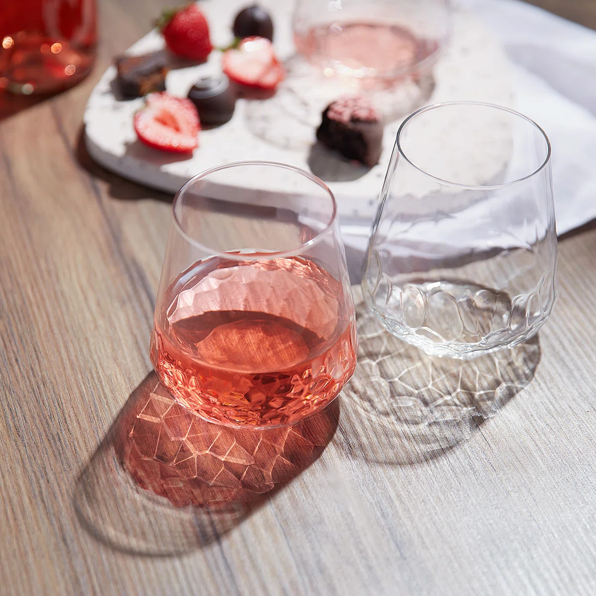 Hammered Libbey Base All-Purpose Stemless Wine Glasses (Set of 8) | Wayfair North America