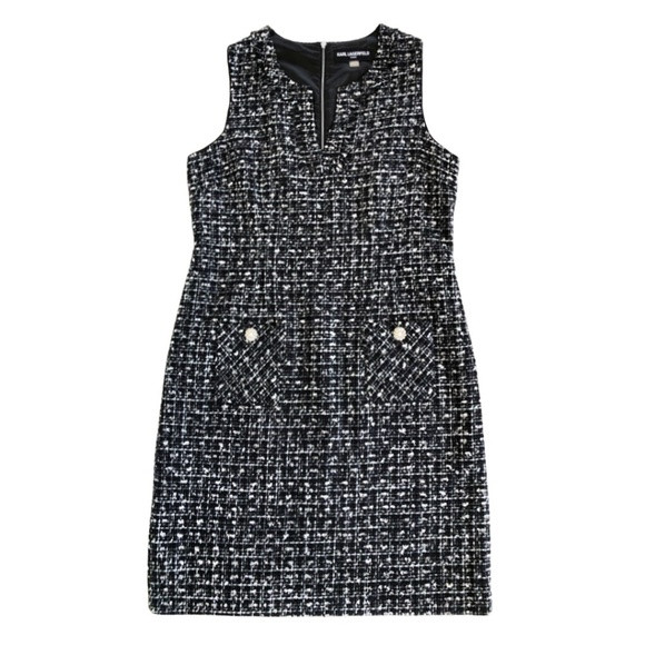 Karl Lagerfeld Paris  Sleeveless Tweed Pocket Shift Dress | Poshmark