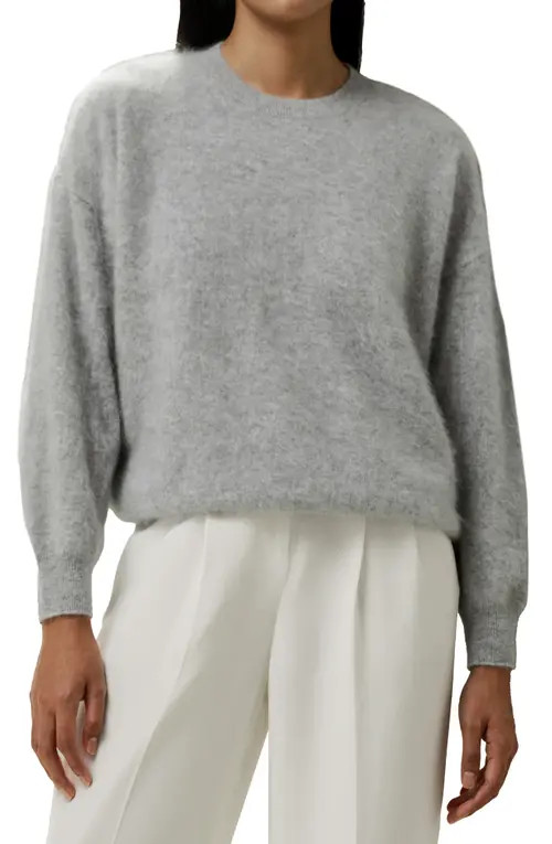 Lilysilk Brushed Cashmere Pullover Sweater in Light Grey at Nordstrom, Size Medium | Nordstrom