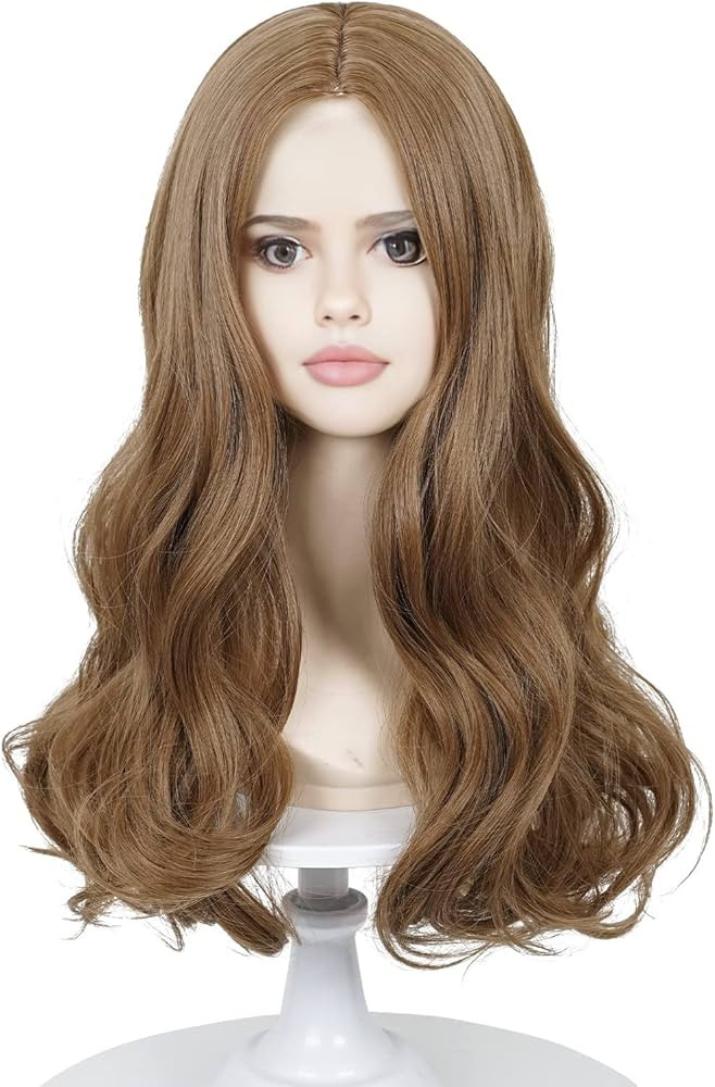 Probeauty Brown Curly Wig for Kids Girls, 19.6 Inches Long Wavy Middle Parting Heat-Resistant Syn... | Amazon (US)