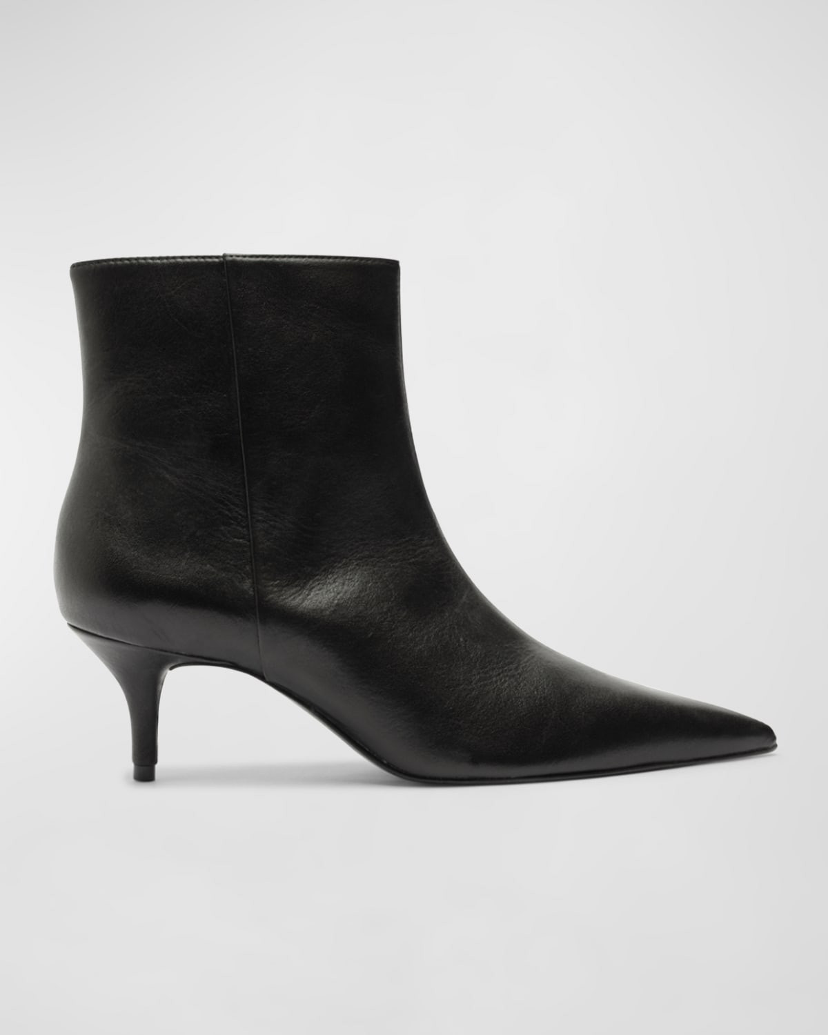 Mikki Leather Kitten Zip Booties | Neiman Marcus