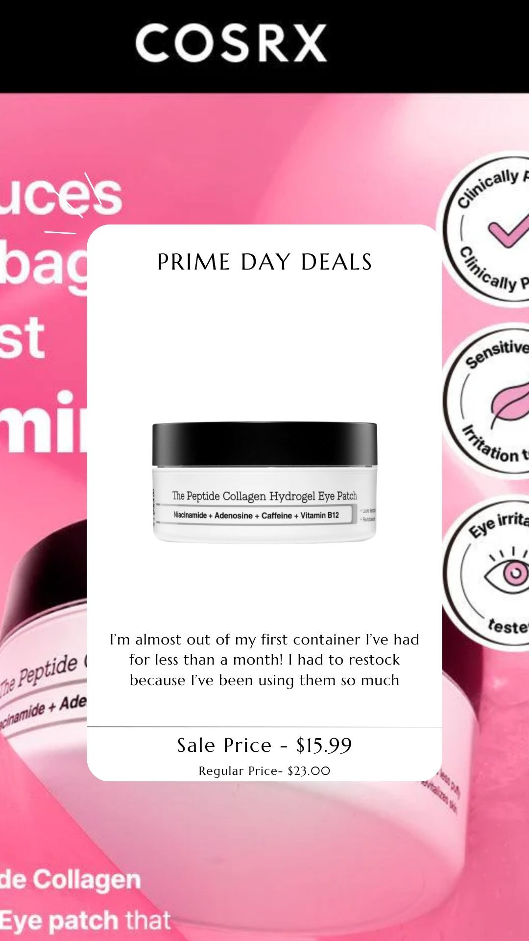 Amazon Prime deal. Paula's choice beauty. Amazon Prime Beauty Deal. Cosrx. beauty deal. eye patches. viral bueaty. cosrx eye patches. 

 

#LTKSaleAlert #LTKFindsUnder50 #LTKBeauty