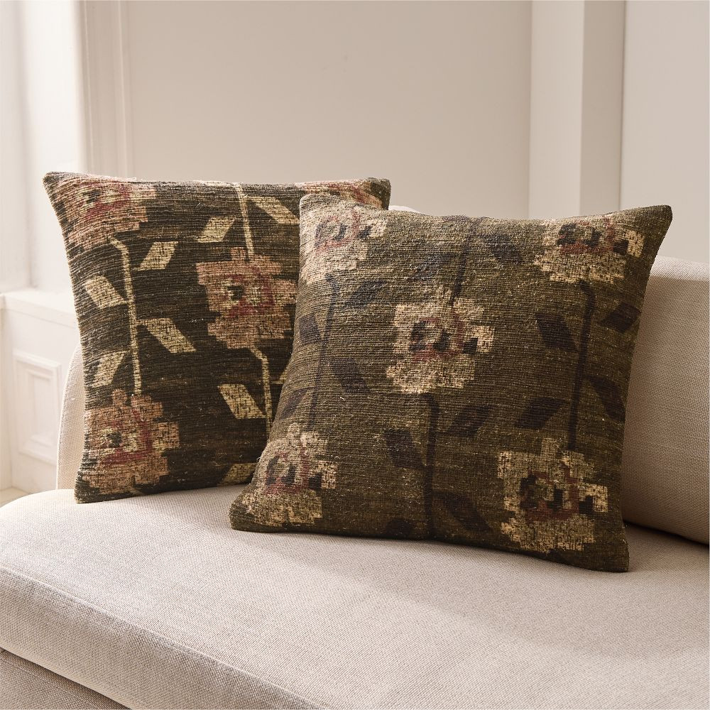 Stamped Folk Floral Pillow Cover | West Elm (US)