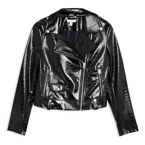 Topshop Croc Embossed Faux Leather Jacket | Poshmark
